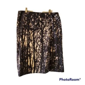 BOSS by Hugo Boss Abstract Forest Print Cotton Skirt, Sz 12